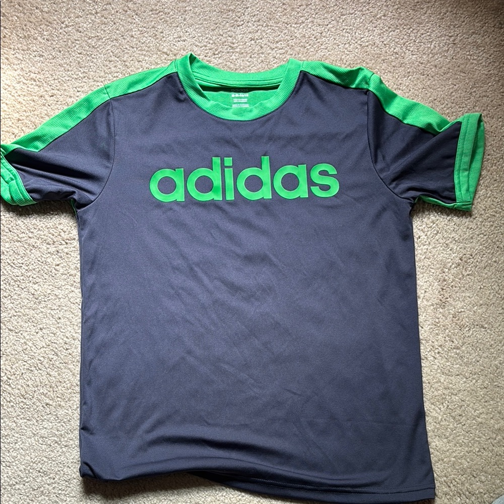 Adidas Gray and Green Short Sleeve Tee